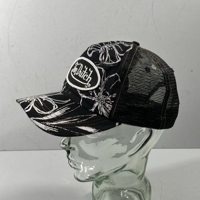 Von Dutch Trucker Cap Schwarz Weiß Floral Blumen Muster Kappe Basecap Vintage