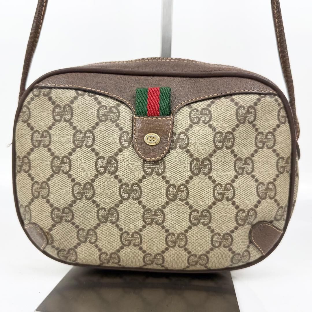 GUCCI Mini Shoulder Bag GG Supreme Sherry Line Beige PVC Leather Authentic thumbnail 2