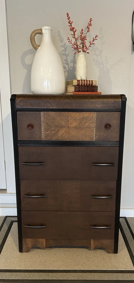 antique black walnut dresser Black Walnut Solid Wood antique Style Chest of Drawers 51.6x15.7x32.5 inch / 131.2x40x82.5 cm / Rich Dark Walnut color / six-drawer Chest