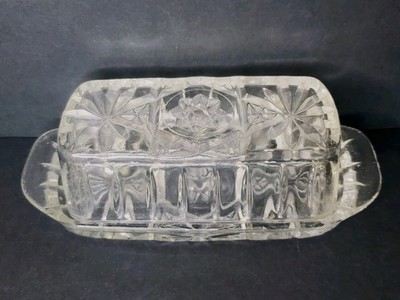 Vintage Star Of David Glass Covered Butter Dish READ DESCRIPTION