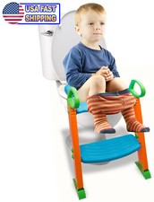 Potty Trainer Toilet Chair Seat Kids Toddler Non Slip Step Stool Ladder Handle