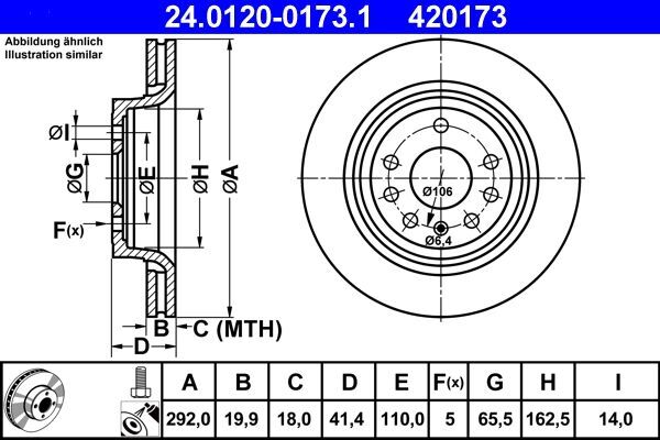 2X ATE 24.0120-0173.1 Bremsscheibe FüR Fiat Opel Saab-image