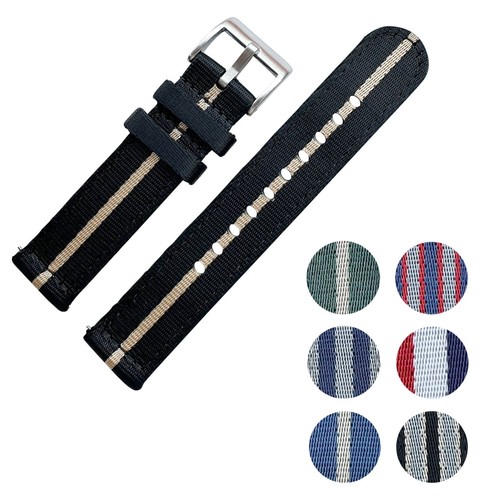 Watch Strap Band Two Piece Quick Release Premium Nylon Bond 18mm 20mm 22mm 24mm