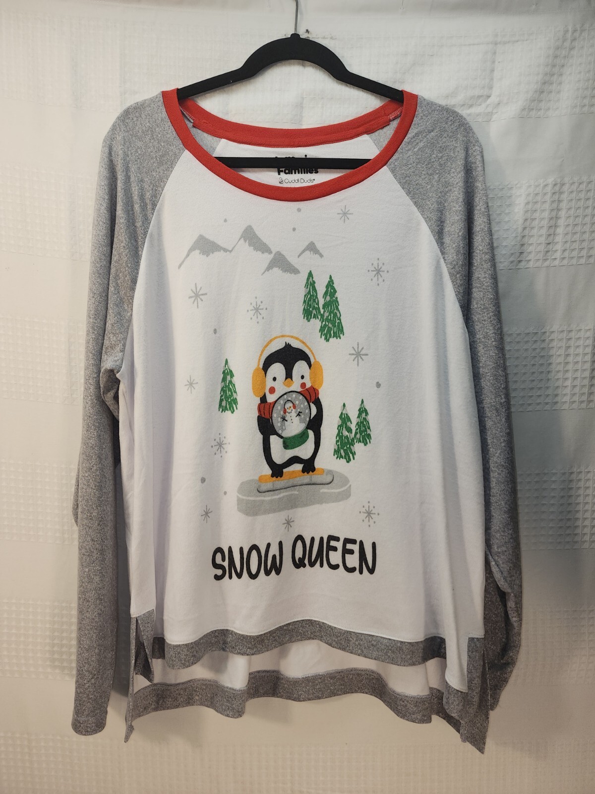 Cuddl Duds Pajamas Set Womens 1XL Christmas Long Sleeve Penguin Snow