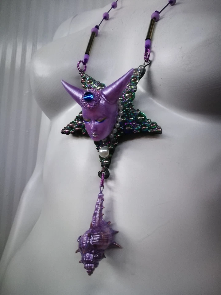 Ювелирные изделия женщина ожерелье кулон перевернутая пентаграмма звезда Лилит богиня Hornered - Изображение 3 из 4