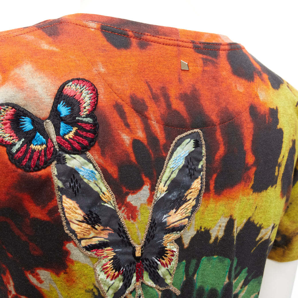 VALENTINO 2017 rainbow tie dye butterfly embroidery tshirt