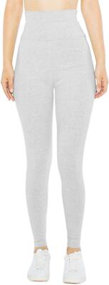 American Apparel Cotton Spandex Jersey High-Waist Leggings- Heather Gray, Small