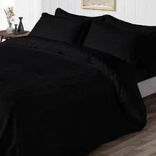 Branded Duvet Collection 1000TC Egyptian Cotton Select Size Black Stripes