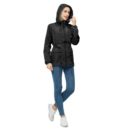 Women-Rain Jacket-Hood Waterproof-Lightweight Windbreak-Packable — Cute RainC... - Picture 6 of 7