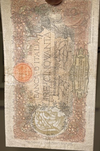 REGNO ITALIA BANCONOTA 50 LIRE CAPRANESI BUOI TESTINA DECRETO 01/07/1918 PERIZIA - Picture 5 of 6
