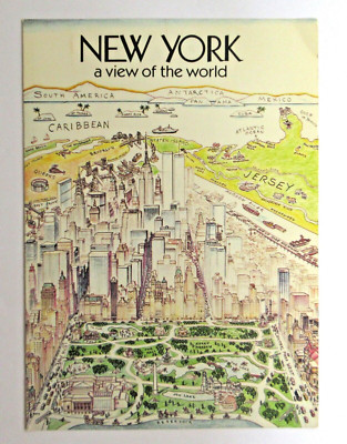''New York A View of the World'' Vintage Greeting Card Saul Steinberg 1976 NEW