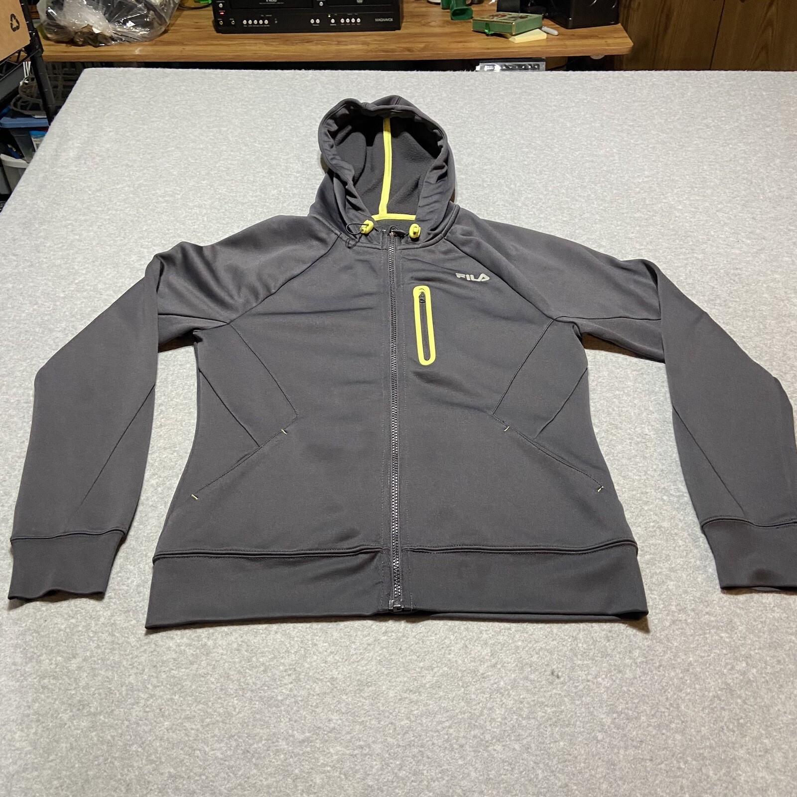 Fila Sport Giacca Classica Track Con Cerniera Intera Con Cappuccio Donna Tasche Medie Grigio