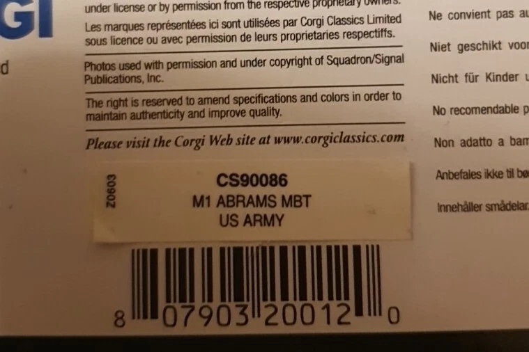 Corgi Fighting Machines Operation Desert Storm M1 Abrams MBT US Army CS90086 - Image 3 of 3