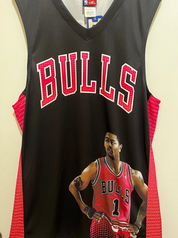 Camiseta deportiva Chicago Bulls #1 Derrick ROSE de MAJESTIC - Gráficos serigrafiados - NUEVA Foto 3 de 4