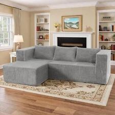 NAIZEA Modular Sectional Sofa Cloud Corduroy Sectional Couch with L-Shape Chaise