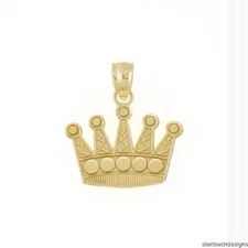 New 14k Yellow Gold Crown Pendant