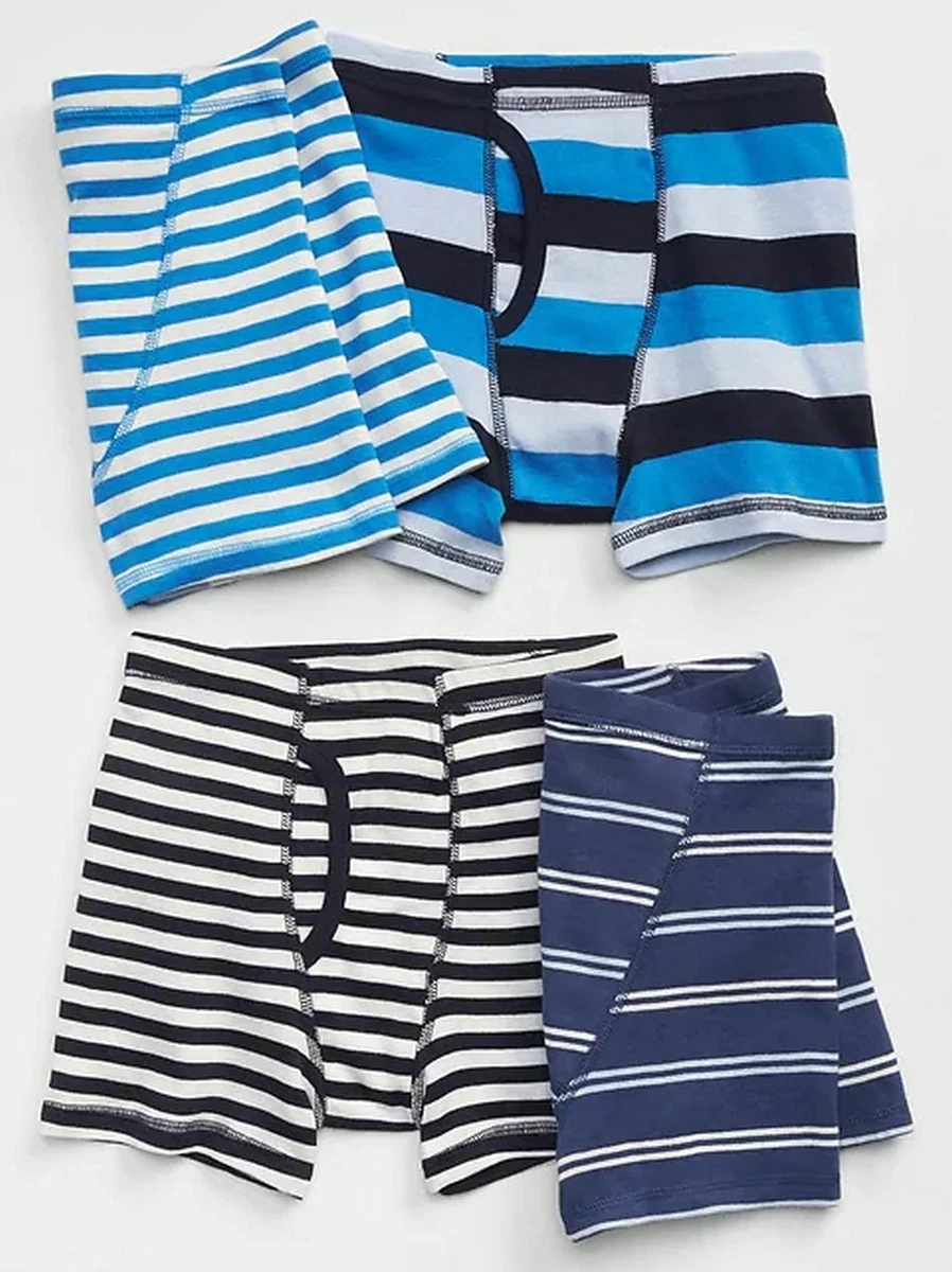 New Gap Kids Boys 4 Pack Boxer Briefs Underwear 7 8 10 12 14 Years Blue  Stripes