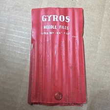 Vintage GYROS Needle File Set 12 Piece Set Red Case Made In Italy