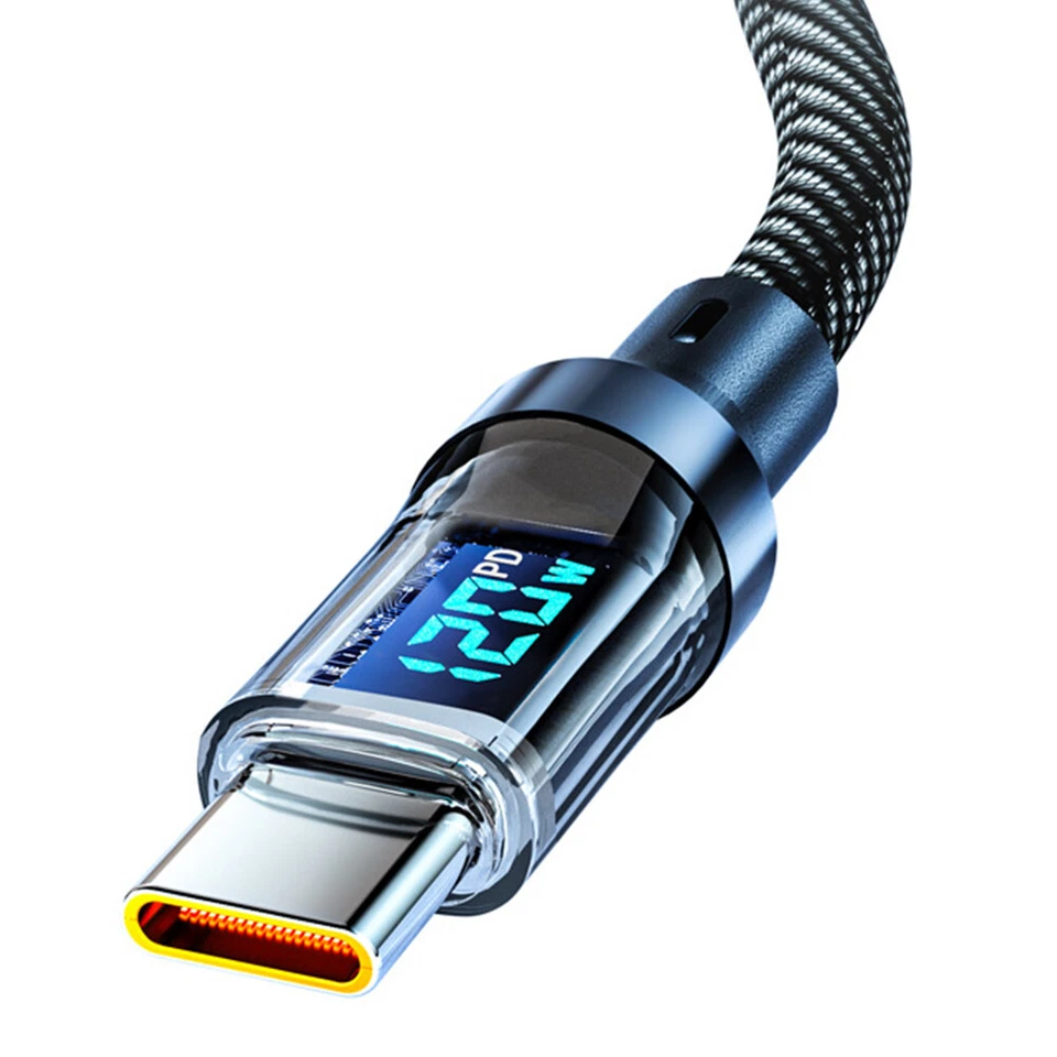 Cable de carga súper rápida USB cargador tipo C cable de datos con indicador de potencia LED 2M - Imagen 3 de 4
