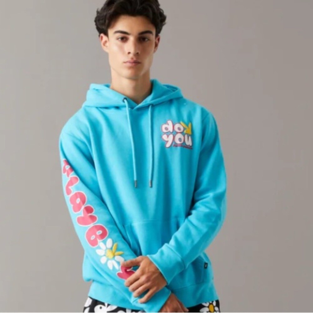 Brand New Playboy Bunny Do You Graphic Hoodie light blue hoodie draw strin  | eBay