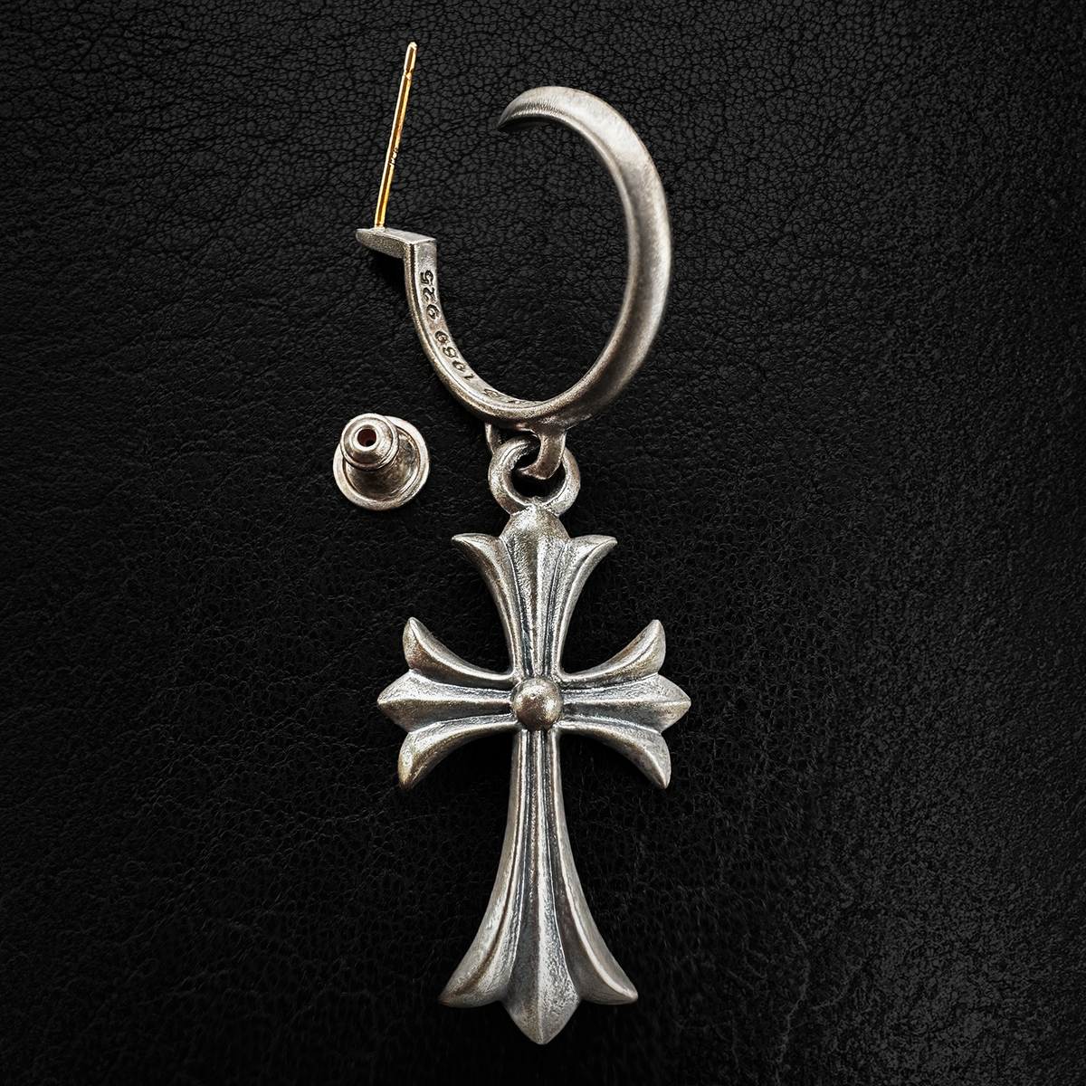 Vintage 1989 Chrome Hearts Silver Cross Earring + CH Pouch Vintage 1989 Chrome Hearts Silver Cross Earring + CH Pouch