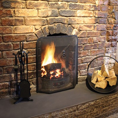 Single Panel Fire Screen Steel Mesh Guard Spark Safety Fireplace