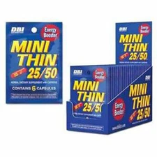 Mini Thin 25/50 25 50 Energy - 10 PACKS - Diet Herbal Caffeine 6 Capsules Pack