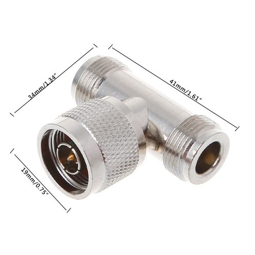 for T Shape N Male To 2 N Female Triple RF Connector 3-way Coaxial Adapter - Zdjęcie 6 z 8