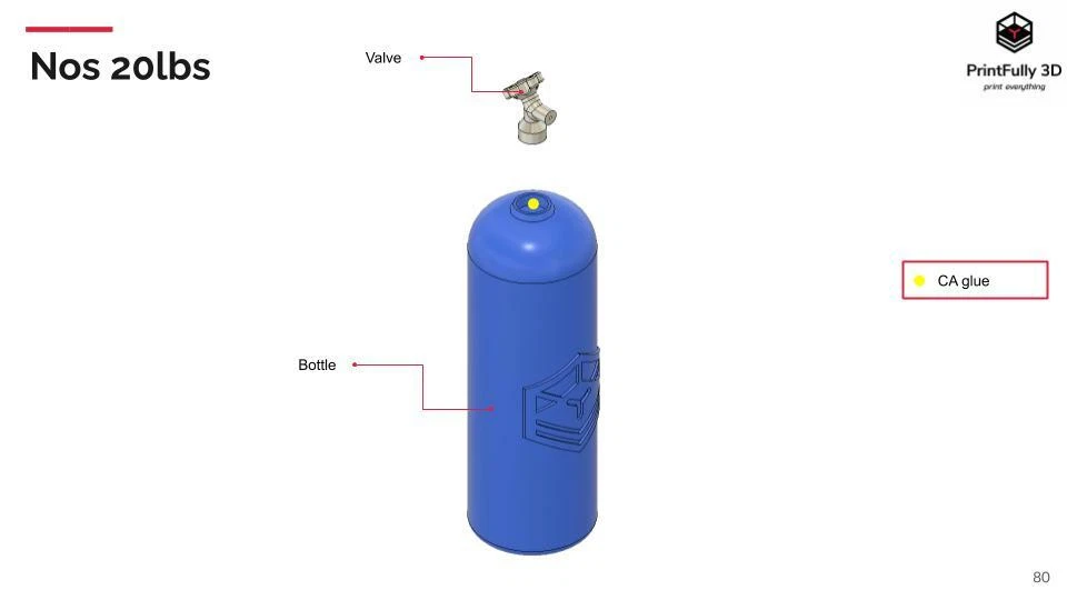Teste de acessórios de esteira PrintFully3D escala 1/10 gás NOS 3D impresso - Imagem 3 de 4