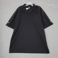 Nike Men Polo Shirt XL Black Golf Dri Fit Swoosh Logo Short Sleeve Collar
