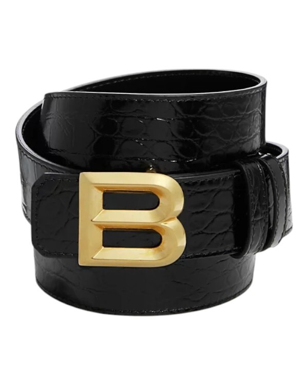 Черный кожаный ремень с пряжкой и логотипом Bally 6305821 Bold с тиснением под крокодила EU 80US 32 33990₽