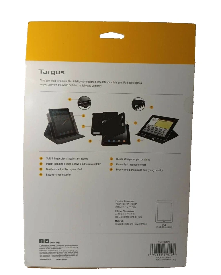 Targus Versavu Rotating Case Stand for Ipad 2, 3 & 4 Calypso Pink - Image 2 of 3