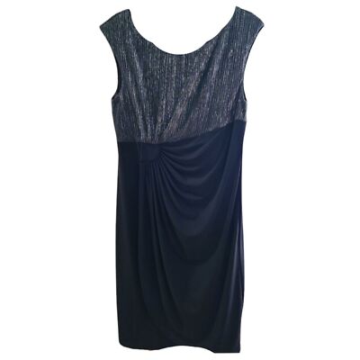 Connected Apparel Women's Size 14 Black and Silver Shimmer Dress
