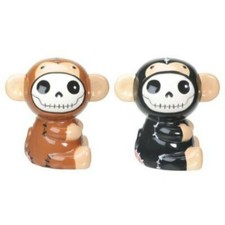 Furrybones Black and Brown Monkey Munky Ceramic Salt N Pepper Shaker