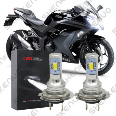 H7 LED Headlight Bulbs Kit For Kawasaki Ninja 250R 08-12