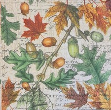 TWO Individual Napkins Leaves Fall Autumn Lunch for Decoupage 678 