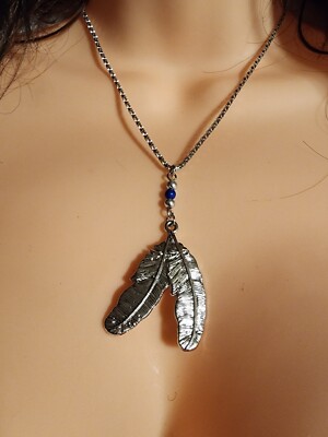 Angel Feathers Silver Tone Necklace 11-1/2''