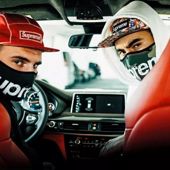 Supreme Logo Facemask noir blanc FW14 automne hiver 2014 neuf avec étiquette patin