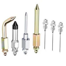 Grease Gun Needle Nozzle Set 7pcs with Dispenser Bent Straight Tips and Rubber