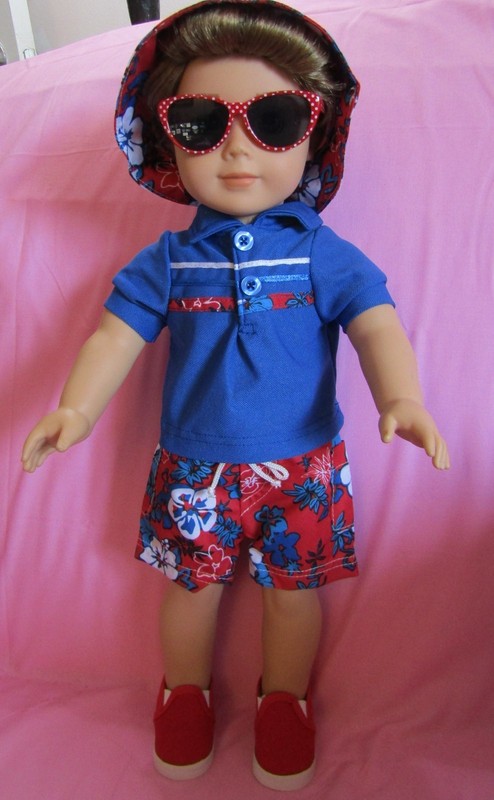 Floral Swim/Shorts Set fits Boy Doll 18 Inch Clothes Seller lsful