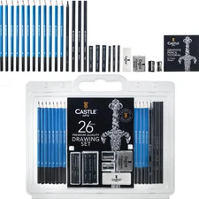 Castle Art Supplies 26 Piece Drawing and Sketching Art Set: Perfect for Beginner