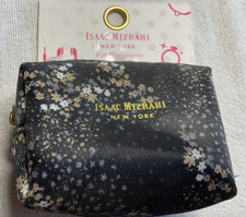 ISAAC MIZRAHI PILL CASE BLACK WHITE TAN FLOWERS 8 DAY PILL ORGANIZER NIP