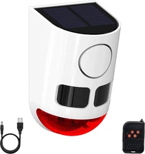Solar Sound & Light Alarm Motion Sensor Dog Barking 129Db Noise Maker, Outdoor S