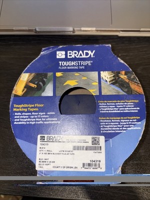 Brady 104319 Floor Marking Tape, Polyester, Striped, Black, White, 2 In W., 8