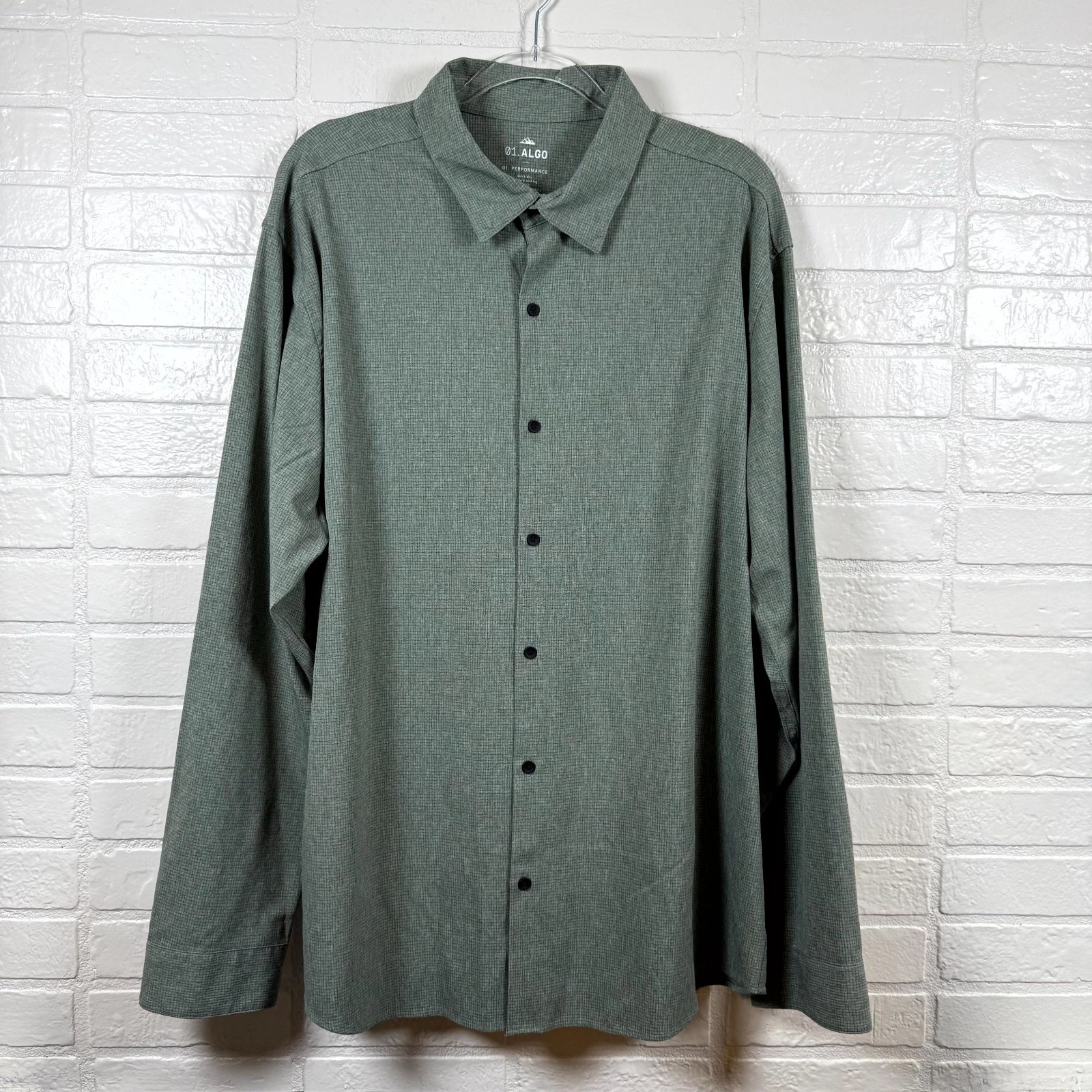 01.Algo Performance Shirt Men 2XL Tall Sage Green Textured UPF 40+ UV Protection
Opens in a new wind