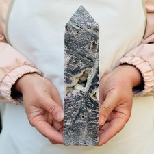 1079G Natural purple Fluorite Crystal pillar Obelisk point aura therapy