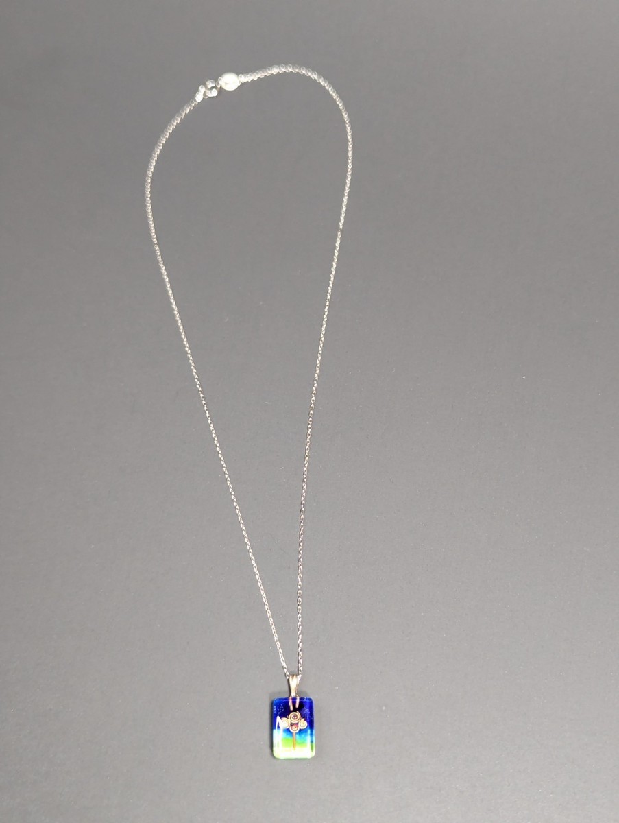 Momo Fused Glass Dream Tree Pendant 17.5" Chain Necklace Sterling Silver 925 View 2