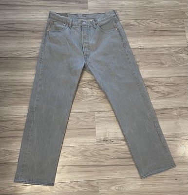 Levis 501 Extension Patch Button Fly Straight Leg Grey Denim Jeans Mens 36x32