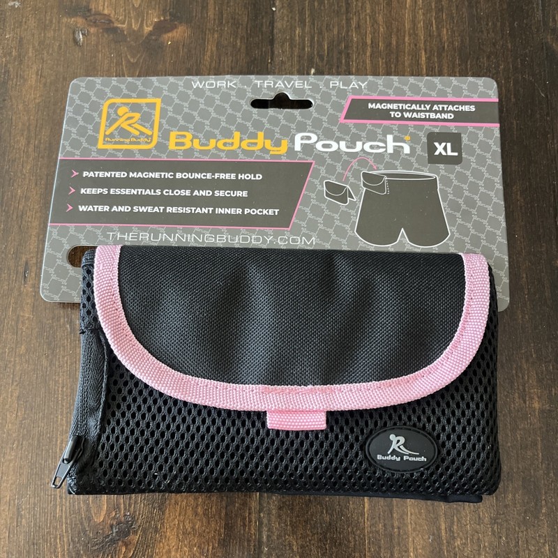 Running Buddy Magnetic Fanny Pack - XL (6.8 in x 4 in), Black/Pink