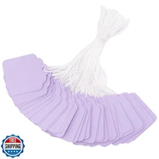 jijAcraft 200Pcs Blank Tags with String Attached - Purple Price Tags, 1.8x1.4